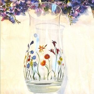 🌺Vintage Colony Hand Decorated Floral Glass Vase